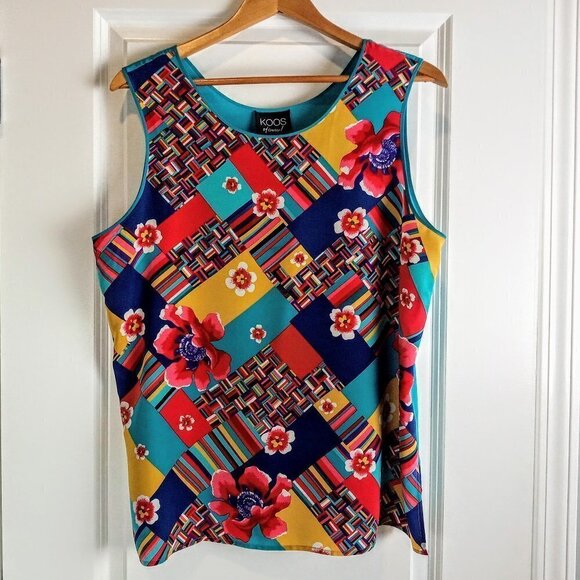 Koos Of Course! Multicolor Floral Silk Sleeveless Top - Picture 1 of 4